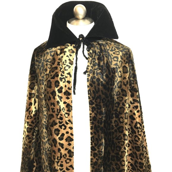 Pimp  Daddy 70’s Leopard Print Velvet Cape Handcrafted - Picture 4 of 13
